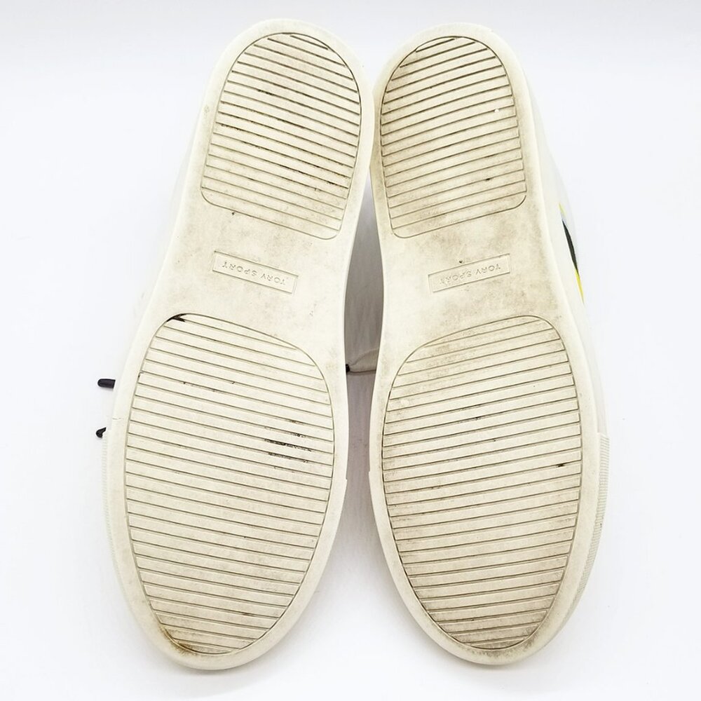 Tory Burch Sport Ruffled Rainbow Striped Leather Sneakers Size 9.5 Preppy $228 - Picture 11 of 16